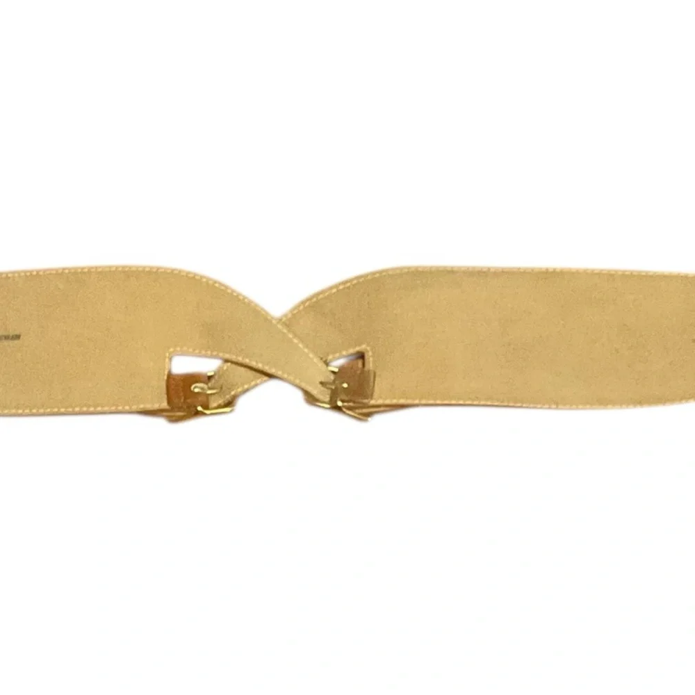 VINTAGE BELT sz Medium/ Large Wide Leather Suede Back Buckle Unique Double Brown
